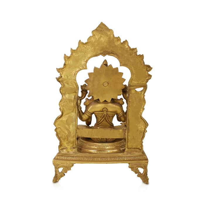Lakshmi Sitting on Chowki Murti - 17.5 x 10 Inches | Antique Brass Idol/ Lakshmi Statue/ Laxmi Idol For Pooja - Brass Murties