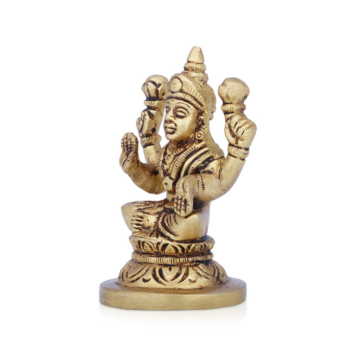 Laxmi Idol - 3 x 2 Inches | Antique Brass Idol/ Lakshmi Idol/ Lakshmi Murti for Pooja/ 280 Gms Approx - Brass Murties