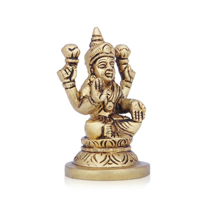 Laxmi Idol - 3 x 2 Inches | Antique Brass Idol/ Lakshmi Idol/ Lakshmi Murti for Pooja/ 280 Gms Approx - Brass Murties