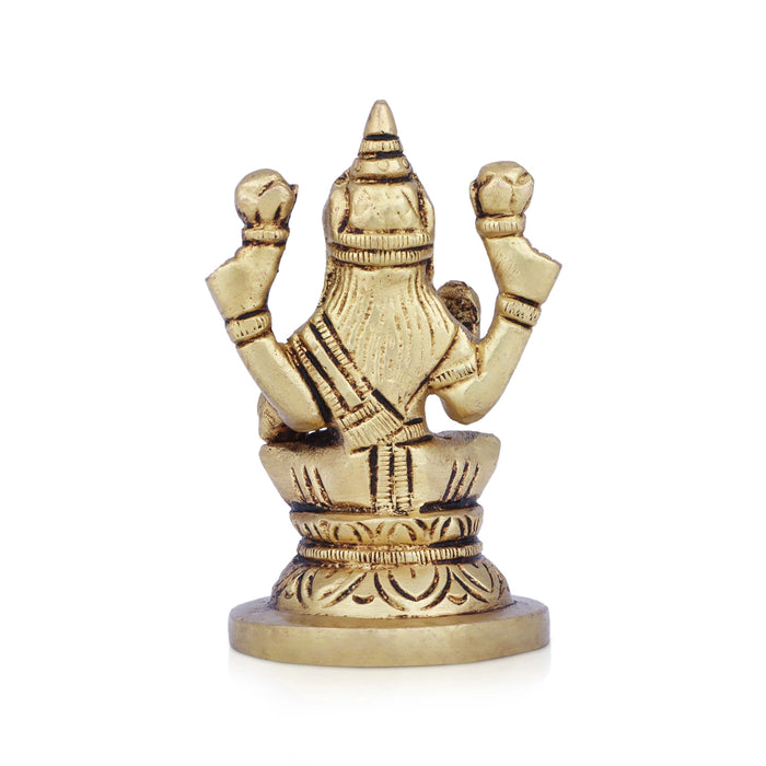 Laxmi Idol - 3 x 2 Inches | Antique Brass Idol/ Lakshmi Idol/ Lakshmi Murti for Pooja/ 280 Gms Approx - Brass Murties