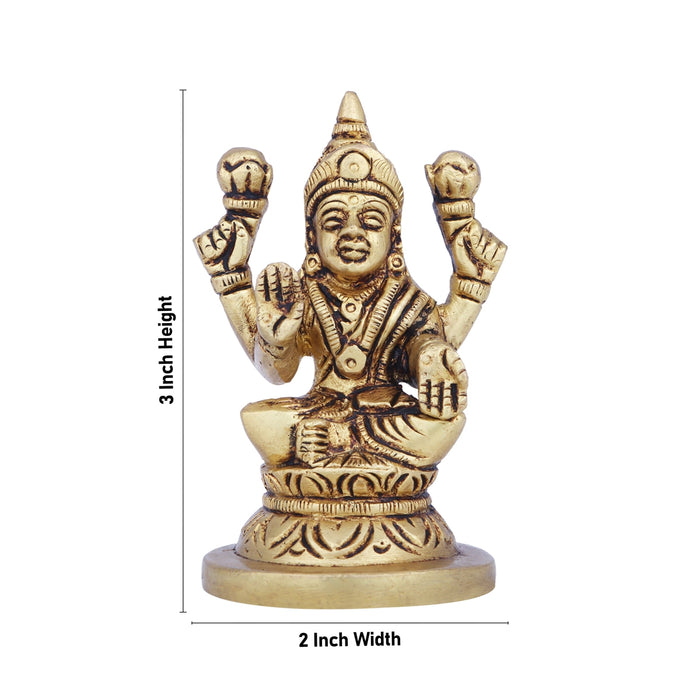Laxmi Idol - 3 x 2 Inches | Antique Brass Idol/ Lakshmi Idol/ Lakshmi Murti for Pooja/ 280 Gms Approx - Brass Murties