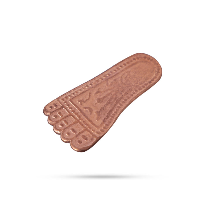 Vishnu Padham - 1.5 Inches | Copper Vishnu Charan Paduka/ Vishnu Paduka For Pooja Room & Devotional Worship - Pooja Box & Paduka