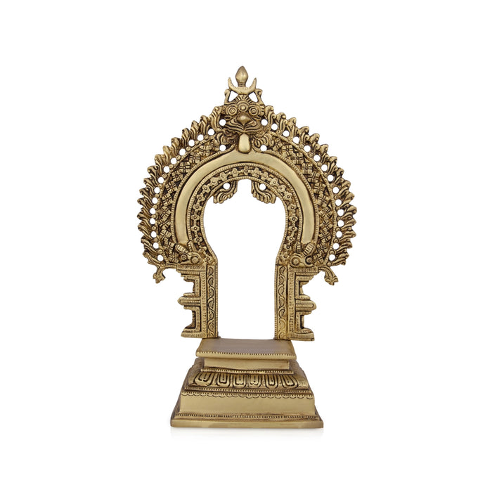 Prabhavali Arch with Base - 12 X 8 Inches | Antique Brass Thiruvachi/ Temple Prabhavali/ 2.460 Kgs Approx - Temple Decoration
