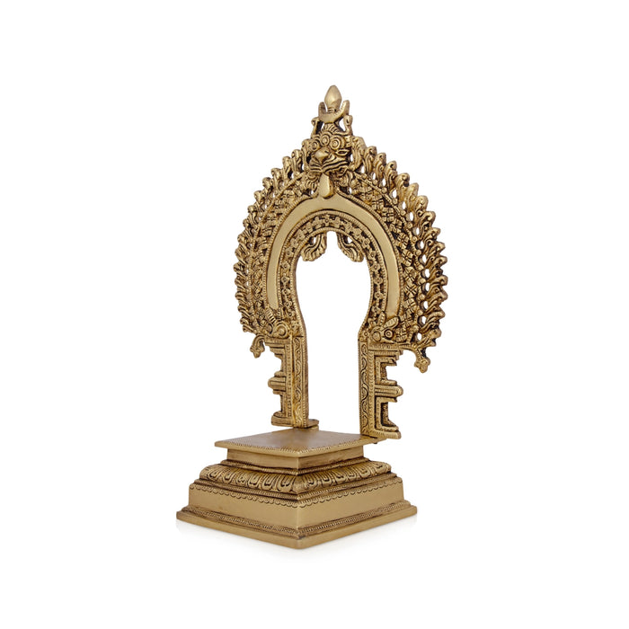 Prabhavali Arch with Base - 12 X 8 Inches | Antique Brass Thiruvachi/ Temple Prabhavali/ 2.460 Kgs Approx - Temple Decoration