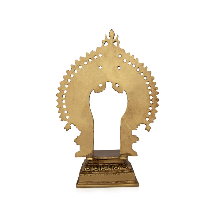 Prabhavali Arch with Base - 12 X 8 Inches | Antique Brass Thiruvachi/ Temple Prabhavali/ 2.460 Kgs Approx - Temple Decoration