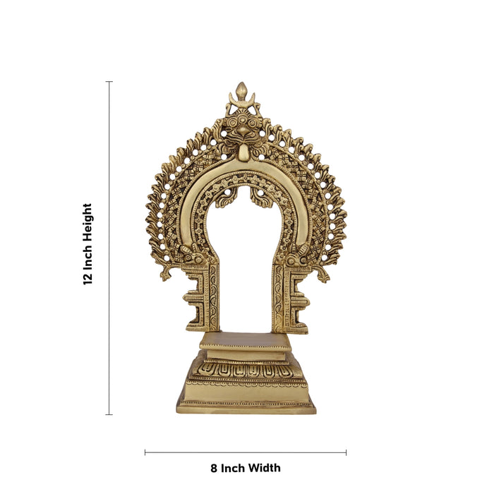 Prabhavali Arch with Base - 12 X 8 Inches | Antique Brass Thiruvachi/ Temple Prabhavali/ 2.460 Kgs Approx - Temple Decoration