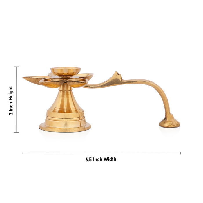 Kamal Pancha Arathi - 3 x 6.5 Inches | Brass Lamp/ Diya Lamp for Arathi/ 320 Gms Approx