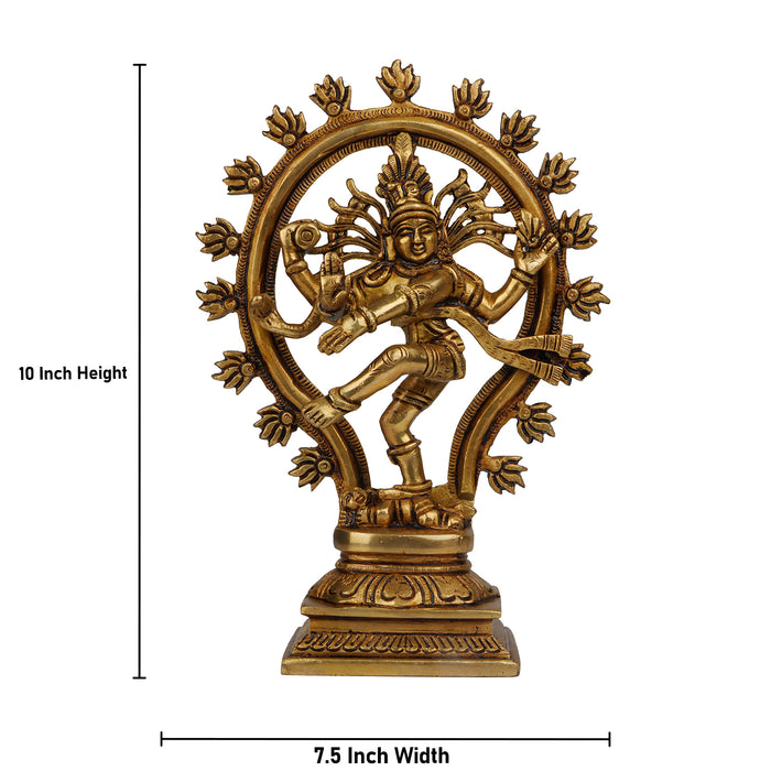 Natraj Murti  - 10 Inches | Antique Brass Statue/ Nataraja Vigraham/ Natraja Idol for Pooja - Brass Murties