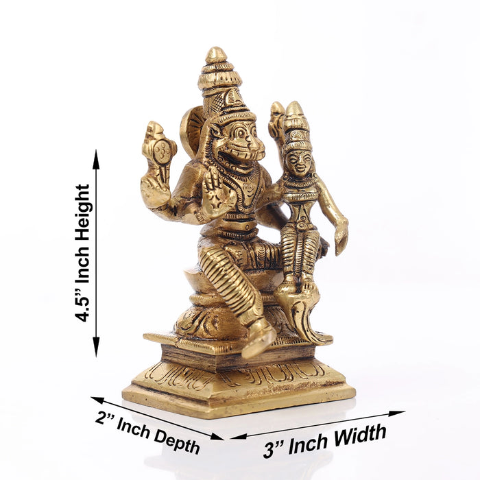 Lakshmi Narasimha Idol - 4.5 x 3 Inches | Lakshmi Narasimha Vigraham/ Antique Brass Idol for Pooja/ 700 Gms - Brass Murties