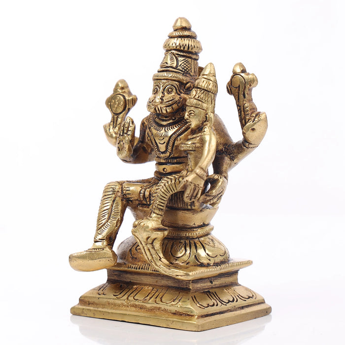 Lakshmi Narasimha Idol - 4.5 x 3 Inches | Lakshmi Narasimha Vigraham/ Antique Brass Idol for Pooja/ 700 Gms - Brass Murties
