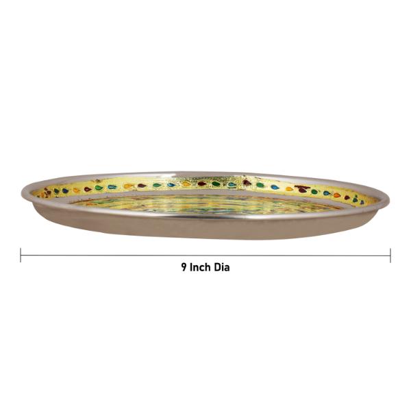 Plate - 0.5 x 9 Inches | Stainless Steel Thali Plate/ Pooja Plate for Home - Pooja Plate & Tray