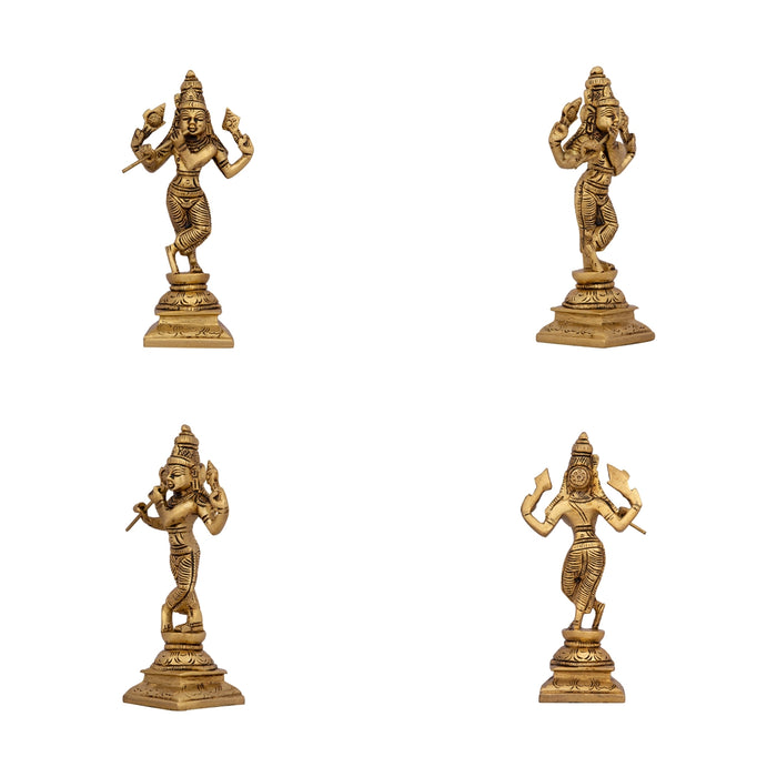 Dasavatharam Set - 6 x 3 Inches | Antique Brass Statue/ 10 Avatar of Lord Vishnu/ Vishnu Avatar for Pooja - Brass Murties