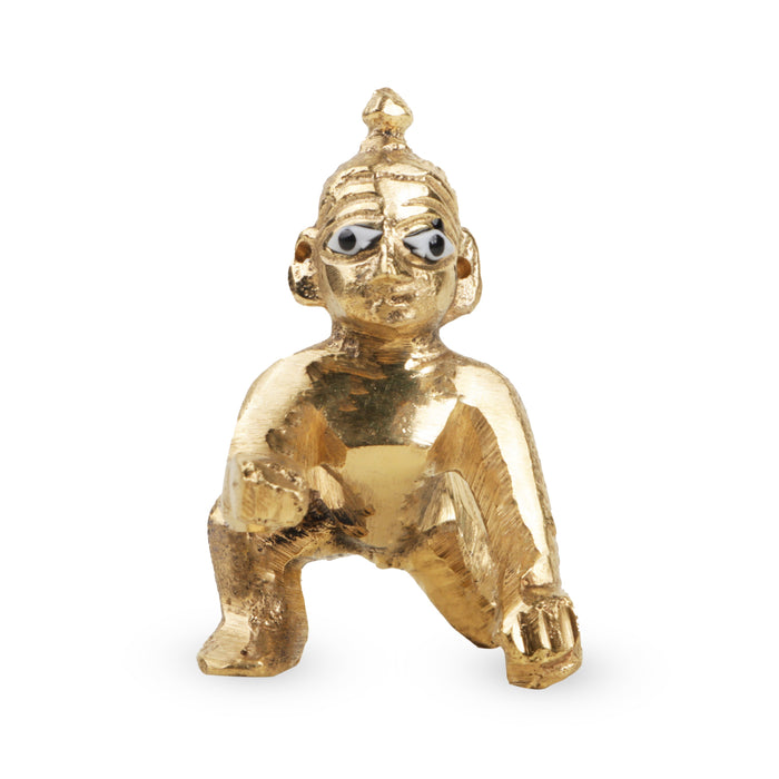 Crawling Krishna Idol - 2 Inches | Brass Statue/ Little Krishna Statue/ Laddu Gopal Murti for Janmashtami - Brass Murties