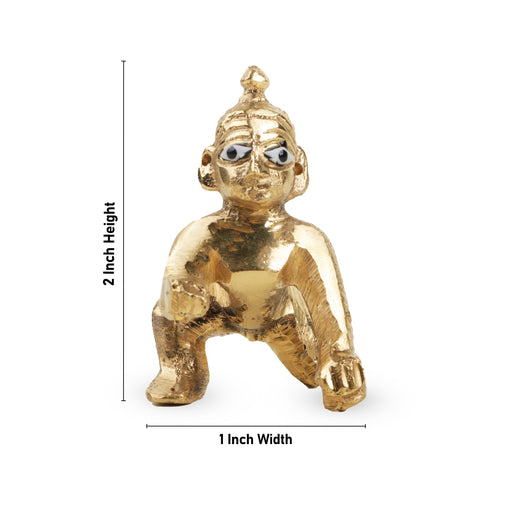Crawling Krishna Idol - 2 Inches | Brass Statue/ Little Krishna Statue/ Laddu Gopal Murti for Janmashtami - Brass Murties