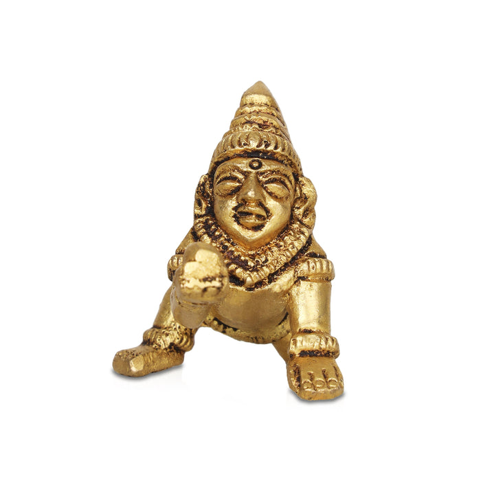 Crawling Krishna Murti - 1.5 x 1 Inches | Antique Brass Idol/ Crawling Krishnan Statue for Pooja/ 40 Gms Approx - Brass Murties