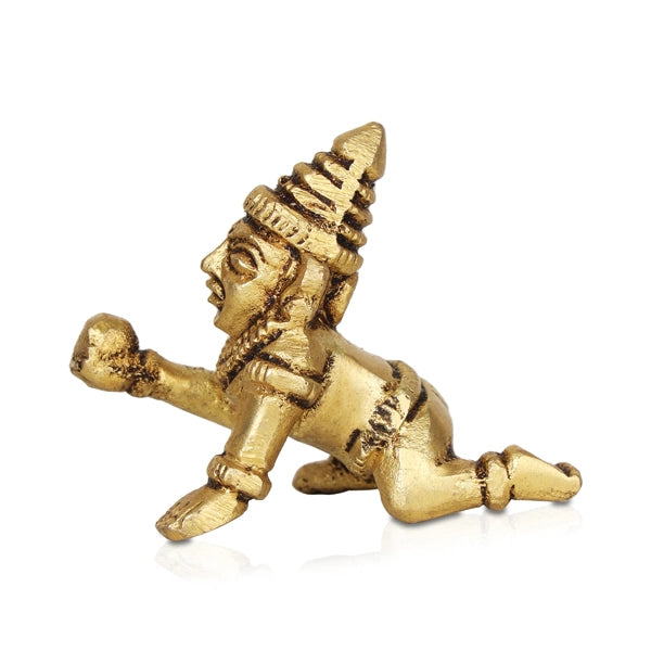 Crawling Krishna Idol | Antique Brass Idol Krishna Statue Laddu Gopal Murti for Janmashtami