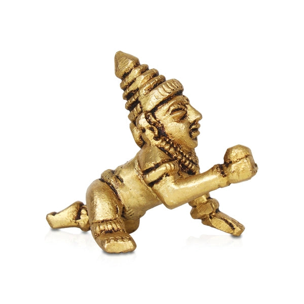 Crawling Krishna Murti - 1.5 x 1 Inches | Antique Brass Idol/ Crawling Krishnan Statue for Pooja/ 40 Gms Approx - Brass Murties