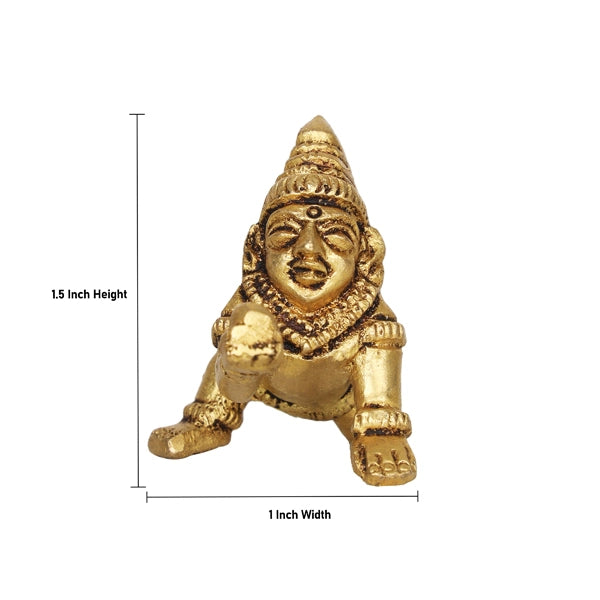 Crawling Krishna Murti - 1.5 x 1 Inches | Antique Brass Idol/ Crawling Krishnan Statue for Pooja/ 40 Gms Approx - Brass Murties