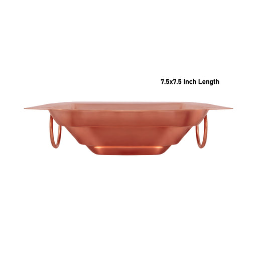 Havan Kund Without Stand - 2 X 7.5 X 7.5 Inches | Copper Agnihotra/ Hawan Kund With Handle For Yajna And Homam - Havan Kund