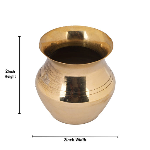 Brass Lota - 2 Inches | Brass Chombu/ Kalash Pot/ Kalasam for Pooja/ 40 Gms Approx - Kalash & Pooja Lota