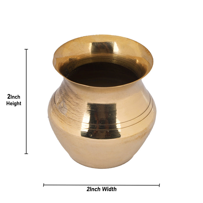 Brass Lota - 2 Inches | Brass Chombu/ Kalash Pot/ Kalasam for Pooja/ 40 Gms Approx - Kalash & Pooja Lota