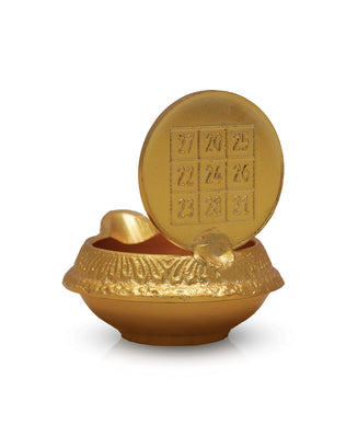 1 Coin Lakshmi Kubera Vilakku - 2 X 1.5 Inches | Brass Lamp/ Laxmi Kubera Deepam For Wealth And Pooja - Kuber Deep