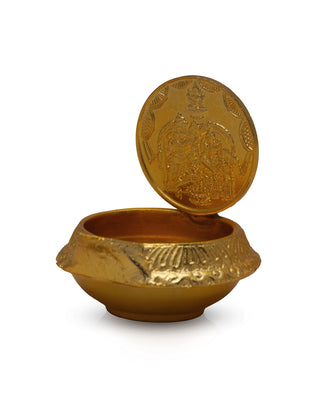 1 Coin Lakshmi Kubera Vilakku - 2 X 1.5 Inches | Brass Lamp/ Laxmi Kubera Deepam For Wealth And Pooja - Kuber Deep