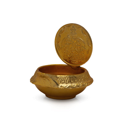 1 Coin Lakshmi Kubera Vilakku - 2 X 1.5 Inches | Brass Lamp/ Laxmi Kubera Deepam For Wealth And Pooja - Kuber Deep