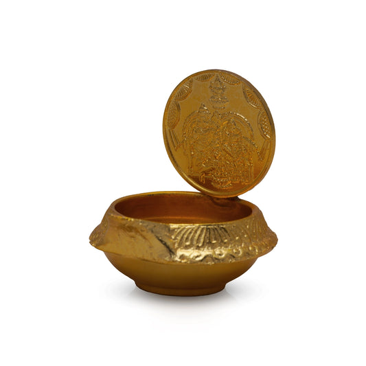 1 Coin Lakshmi Kubera Vilakku - 2 X 1.5 Inches | Brass Lamp/ Laxmi Kubera Deepam For Wealth And Pooja - Kuber Deep