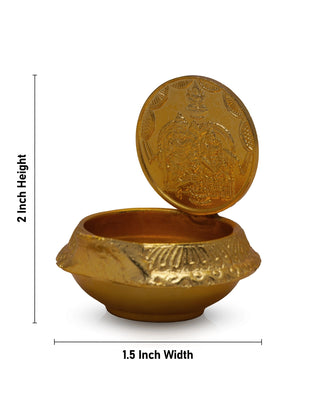 1 Coin Lakshmi Kubera Vilakku - 2 X 1.5 Inches | Brass Lamp/ Laxmi Kubera Deepam For Wealth And Pooja - Kuber Deep