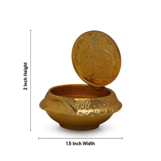 1 Coin Lakshmi Kubera Vilakku - 2 X 1.5 Inches | Brass Lamp/ Laxmi Kubera Deepam For Wealth And Pooja - Kuber Deep