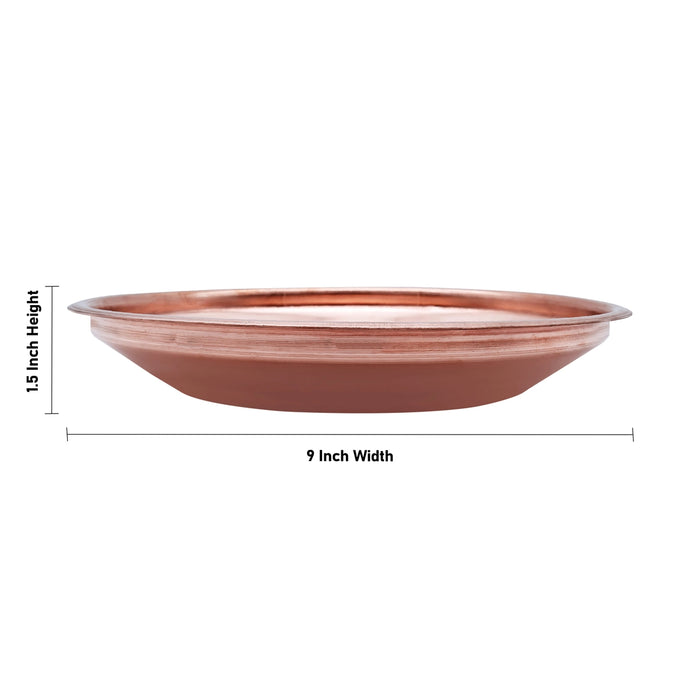 Copper Plate - 1.5 x 9 Inches | Small Plate/ Pooja Thali Plate/ Pooja Plate for Home - Pooja Plate & Tray