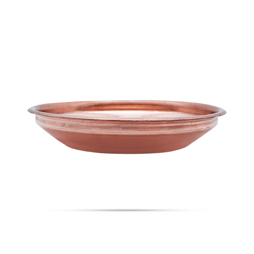 Copper Plate - 1 x 6.5 Inches | Small Plate/ Pooja Thali Plate/ Pooja Plate for Home - Pooja Plate & Tray