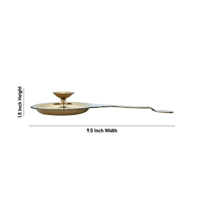 Camphor Burner With Handle - 1.5 x 9.5 Inches | Brass Kapoor Dhani/ Palghat Aarti/ Kapurdani for Pooja - Kapur Aarti