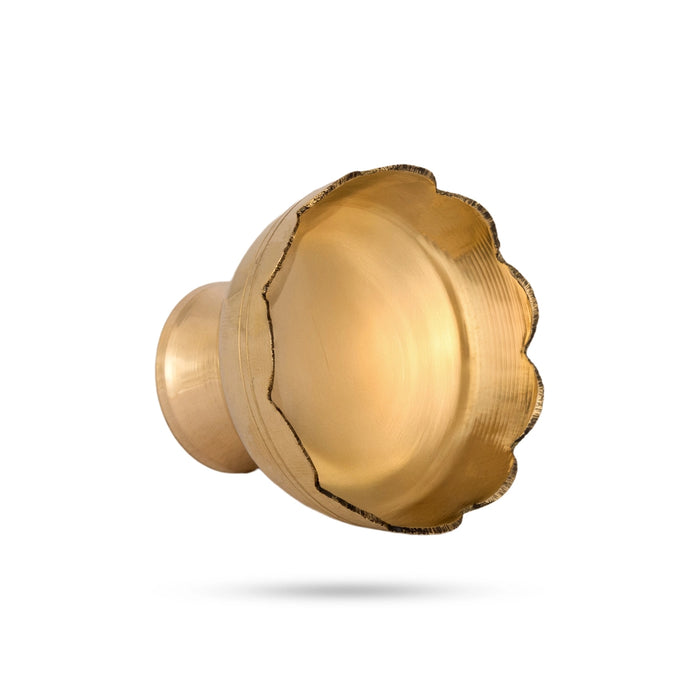 Brass Bowl - 1.5 x 2 Inches | Lotus Design Brass Cup/ Pooja Bowl/ Pooja Cup for Home