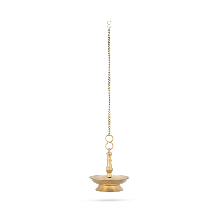 Hanging Lamp With Chain - 4.5 x 4 Inches | Latkhan Vilakku/ Brass Deep for Pooja/ 480 Gms Approx - Hanging Lamp