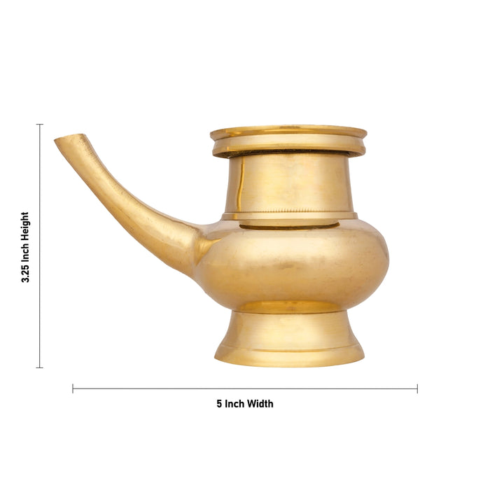 Brass Kindi - 3.25 x 5 Inches | Brass Kamandalam/ Brass Kalash For Pooja Rituals And Holy Water Offering