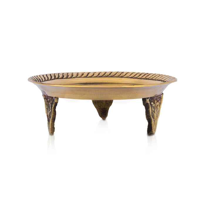 Pin Tray with Base - 1 x 2.5 Inches | Brass Pooja Stand/ Pooja Plate/ Tray for Deity Decor