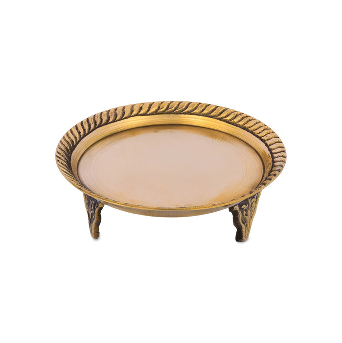 Pin Tray with Base - 1 x 2.5 Inches | Brass Pooja Stand/ Pooja Plate/ Tray for Deity Decor