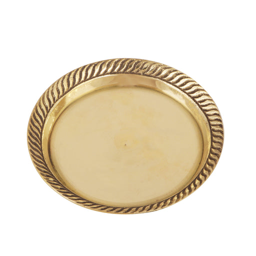 Brass Plate With Base - 1 x 3.25 Inches | Pin Tray/ Brass Tray/ Pooja Stand for Deity - Pooja Plate & Tray