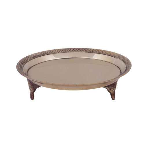 Pooja Stand With Base - 1.5 x 6 Inches | Brass Plate With Stand/ Asan for Deity/ 220 Gms Approx - Pooja Plate & Tray