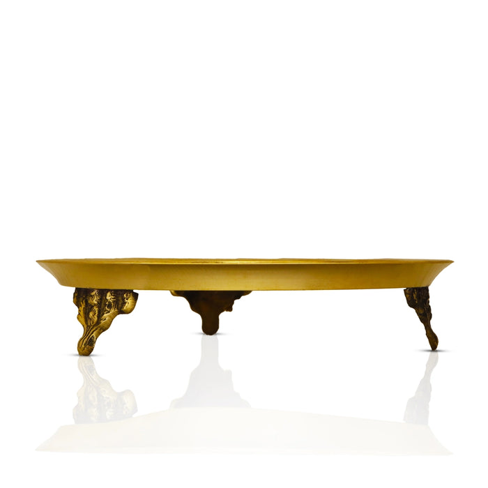 Pin Tray with Base - 1 x 6 Inches | Brass Pooja Stand with Base/ Pooja Plate/ Tray for Deity Decor