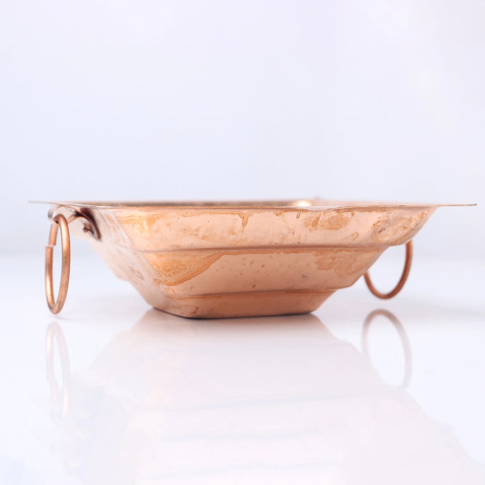 Havan Kund With Handle - 2 x 7 Inches | Copper Agnihotra/ Hawan Kund Without Stand for Pooja - Havan Kund