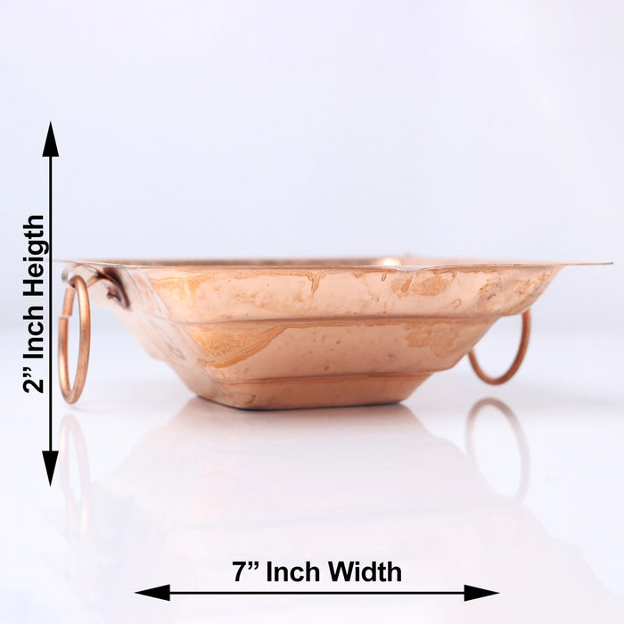 Havan Kund With Handle - 2 x 7 Inches | Copper Agnihotra/ Hawan Kund Without Stand for Pooja - Havan Kund