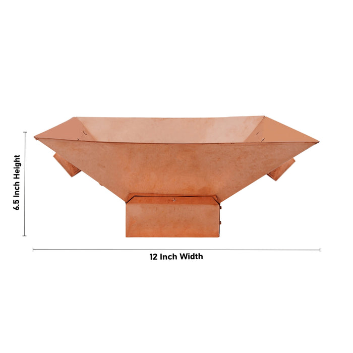 Havan Kund With Stand - 6.5 x 12 Inches | Copper Hawan Kund With Handle/ Agni Kund for Homam & Pooja - Havan Kund