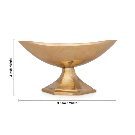 Brass Bowl - 2 x 3.5 Inches | Brass Cup/ Boat Shape Pooja Bowl for Home/ 120 Gms Approx - Bowls