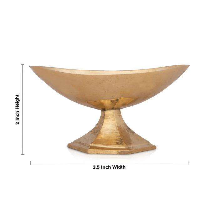Brass Bowl - 2 x 3.5 Inches | Brass Cup/ Boat Shape Pooja Bowl for Home/ 120 Gms Approx - Bowls