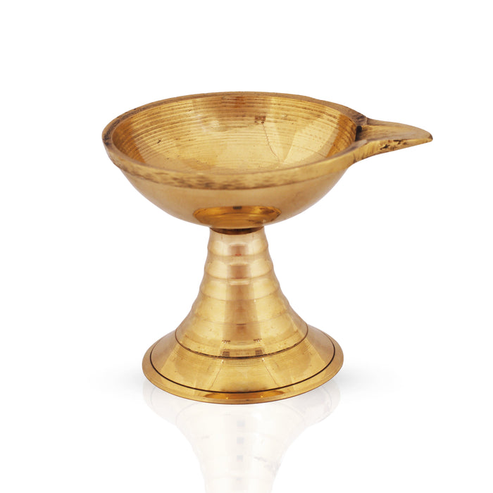 Brass Diya  - 2 x 1.75 Inches | Agal Vilakku with Base/ Karthik Deep/ Brass Deepam/ Brass Vilakku for Pooja - Karthik Deep