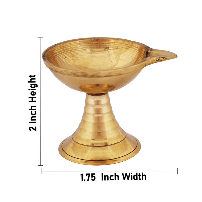 Brass Diya  - 2 x 1.75 Inches | Agal Vilakku with Base/ Karthik Deep/ Brass Deepam/ Brass Vilakku for Pooja - Karthik Deep