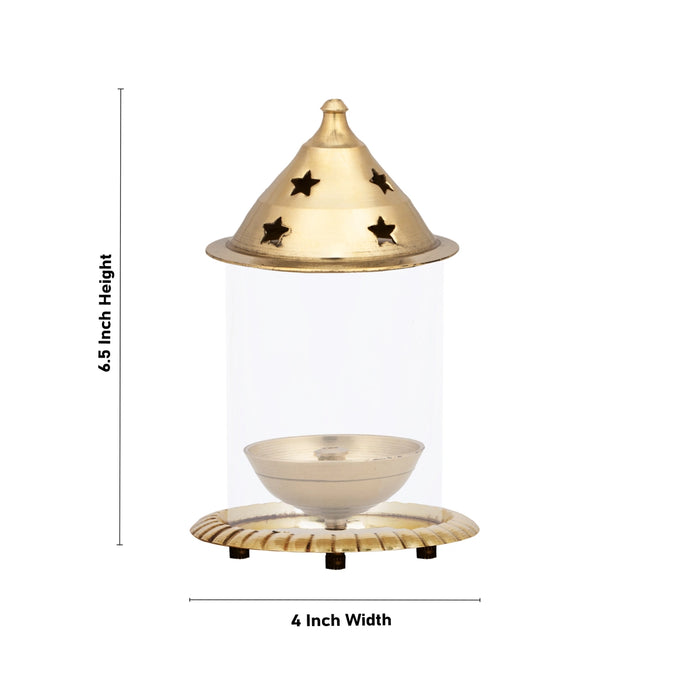 Udupi Lamp - 6.5 x 4 Inches | Nanda Deep/ Brass Diya/ Brass Vilakku for Pooja/ 180 Gms Approx - Nanda Deep & Pyali Deep